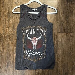 Maurices Charcoal Lace Detail Tank